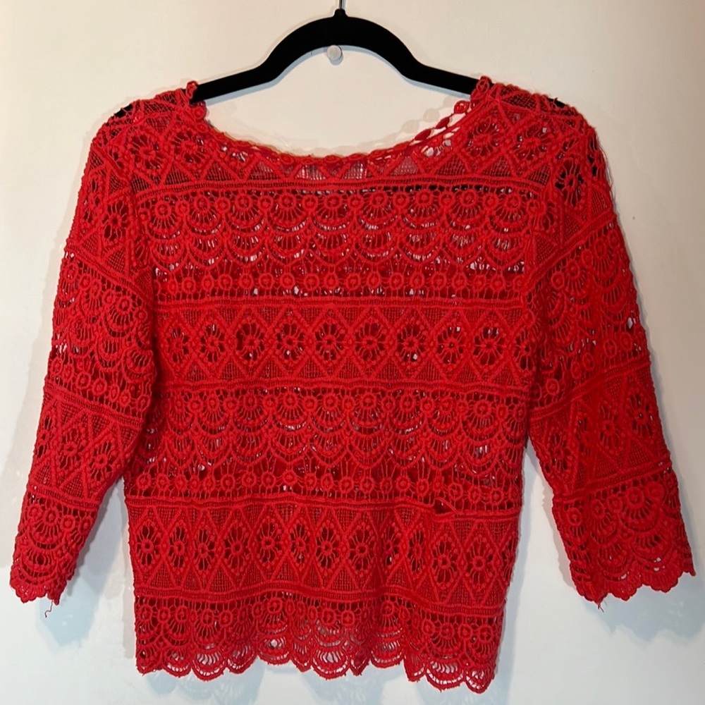 SOLITAIRE BY  RAVIKHOSLA TOP RED ORANGE SIZE M